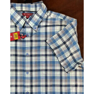 Daniel Cremieux Men's Cotton Slim Fit XL Blue Gray White Plaid Shirt NWT